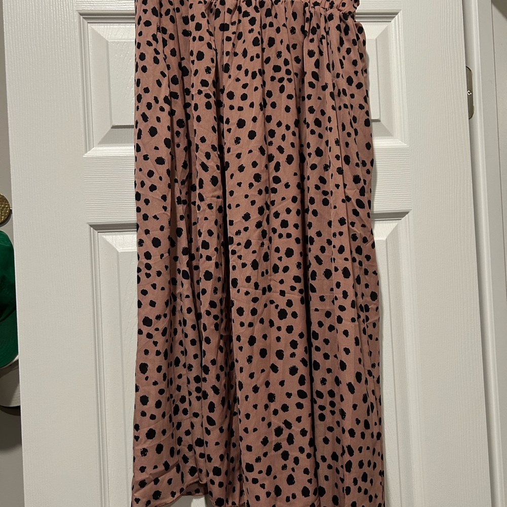 Polka Dot Midi Skirt - Pink and Black